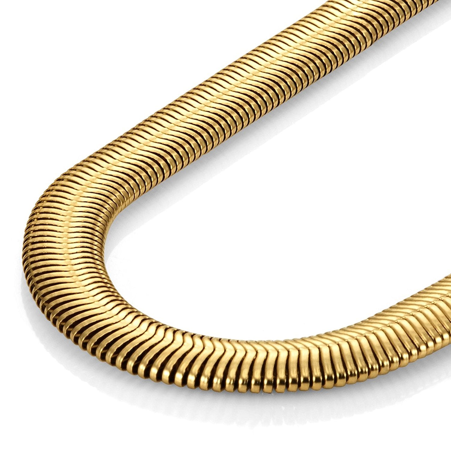 Gold Toned 316L Stainless Steel Men's Necklace Snake Chain 20" - Necklaces for Men - Mens Jewelry (6MM)