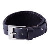 Image of Urban Jewelry Elegant Coal Black Cuff Genuine Leather Bracelet for Men (Metal Buckle Clasp)