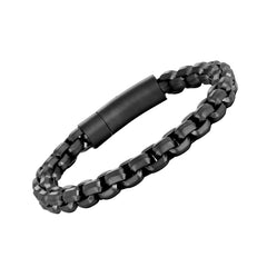 Contemporary Men’s Bracelet – Rolo Chain Design in a Polished Onyx Black Finish – Made of Rust & Discoloration Resistant Stainless Steel – Jewelry Gift or Accessory for Men