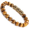 Image of Urban Jewelry Beaded Cuff Bracelet with Stainless Steel Gold Color and Brown Beads