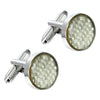 Image of Urban Jewelry Stunning Round 316L Stainless Steel & White Carbon Fiber Cufflinks for Men