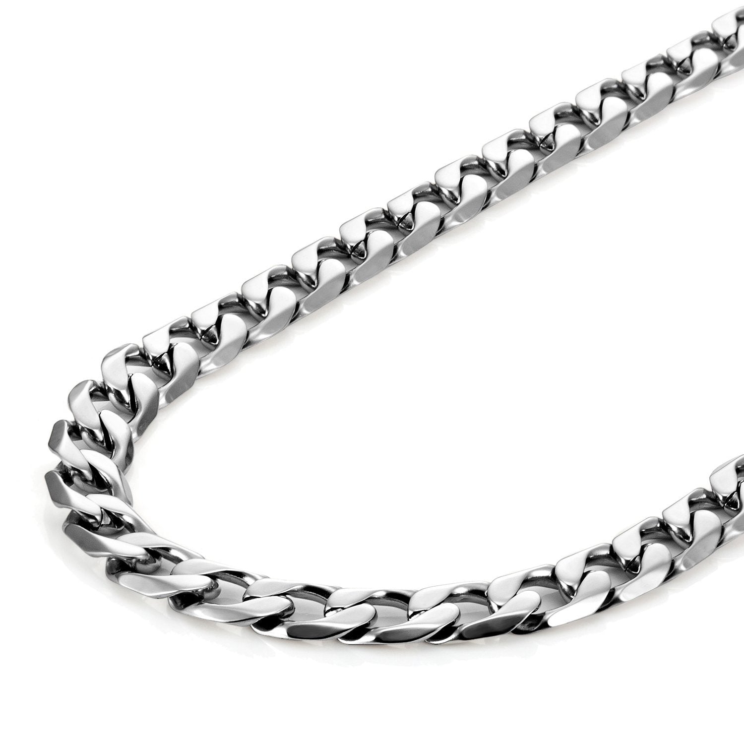 Classic Mens Necklace 316L Stainless Steel Silver Chain Color 18",21",23", 26" (6mm)