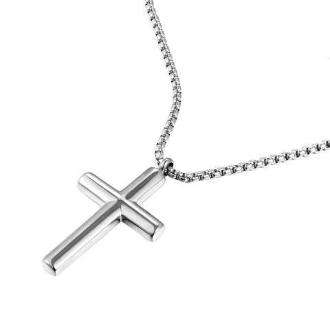 Radiant Men’s Cross Necklace – The Lord’s Cross in a Polished Gold or Silver Finish – Rust & Discoloration Resistant Stainless Steel Pendant and Chain – Jewelry Gift or Accessory for Men