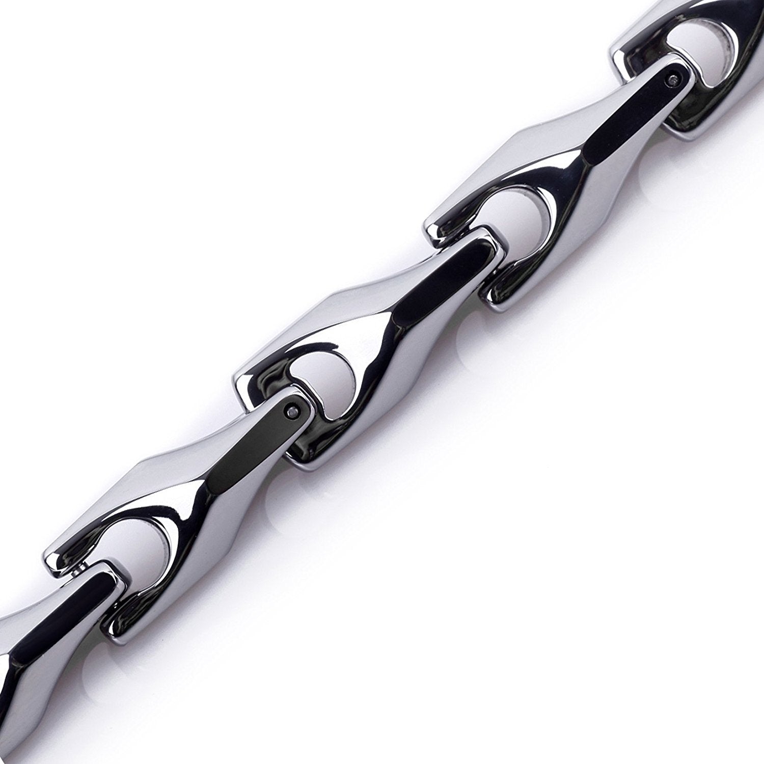 Classy Men's Solid Heavy Wheat Tungsten Carbide Bracelet - 3 Sided Links (Silver)