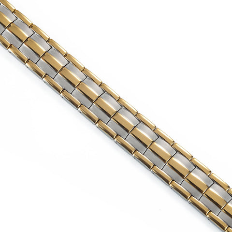 Urban Jewelry Men's Titanium Bracelet 8.66 inch Durable and Comfortable (Gold and Silver Tone)