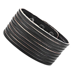 Vintage Twisted Style Black Leather Bracelet Cuff Wristband Bangle Fashion (Resizable)