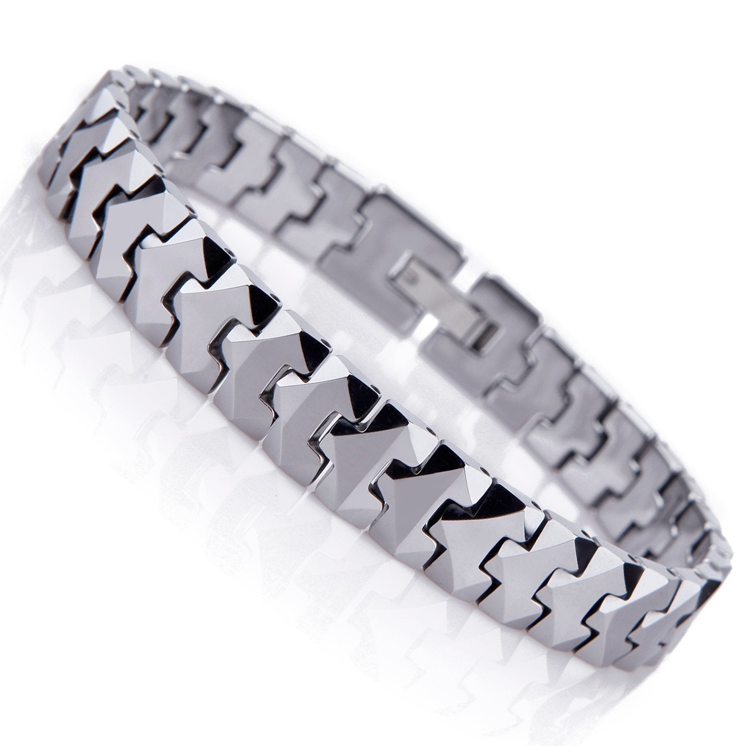 Urban Jewelry Unique Solid Tungsten Puzzle Pieces Style Mens Link Bracelet (Silver, 10mm)