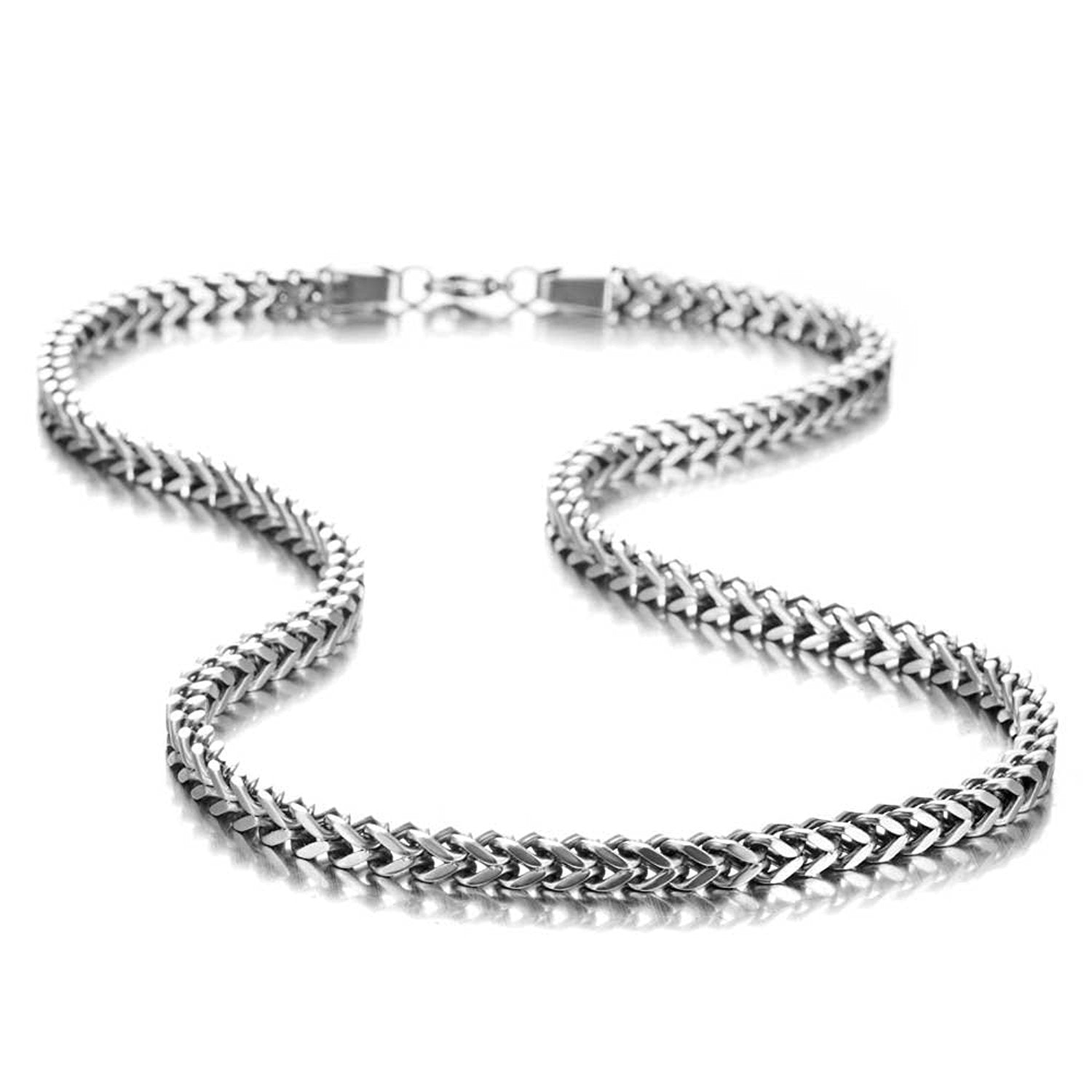 Urban Jewelry Stunning Mechanic Style Stainless Steel Silver Men's Necklace Link Chain (19,21,23 Inches)