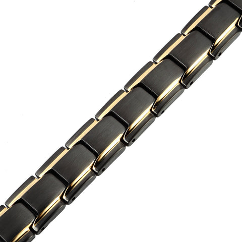 Unique 316L Stainless Steel and magnets Link Men's Bracelet (Black, Gold)