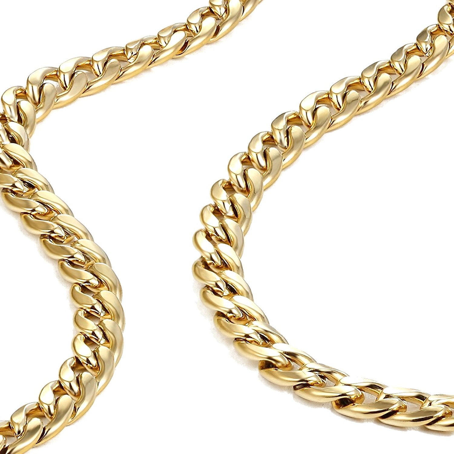 Urban Jewelry Polished Stainless Steel Men's Curb Chain Necklace in Variety of Sizes and Colors