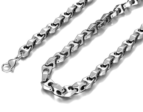 Urban Jewelry Unique Astro Snake 22 Inches Men's Silver Toned Tungsten Link Necklace Chain (Heavy, Solid)