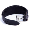 Image of Urban Jewelry Elegant Coal Black Cuff Genuine Leather Bracelet for Men (Metal Buckle Clasp)
