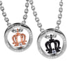Image of Royal His & Hers Couples Crown Ring Pendant Love Necklace Set, 19 & 21" Chains (Silver, Black, Rose Gold)