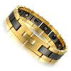 Image of Impressive Two-Tone Tungsten, Ceramic & Magnets Link Bracelet for Men (Gold, Black)