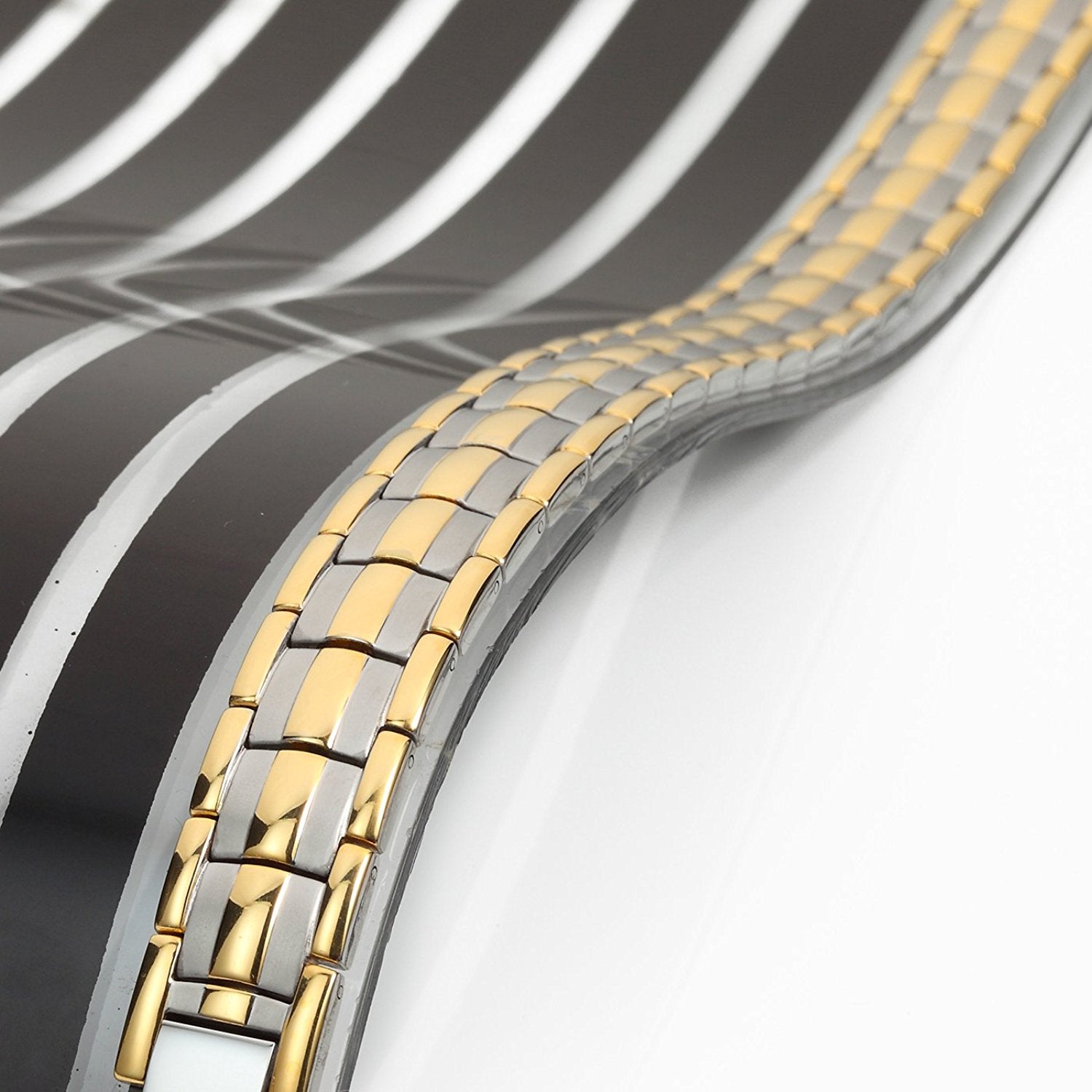 Urban Jewelry Men's Titanium Bracelet 8.66 inch Durable and Comfortable (Gold and Silver Tone)