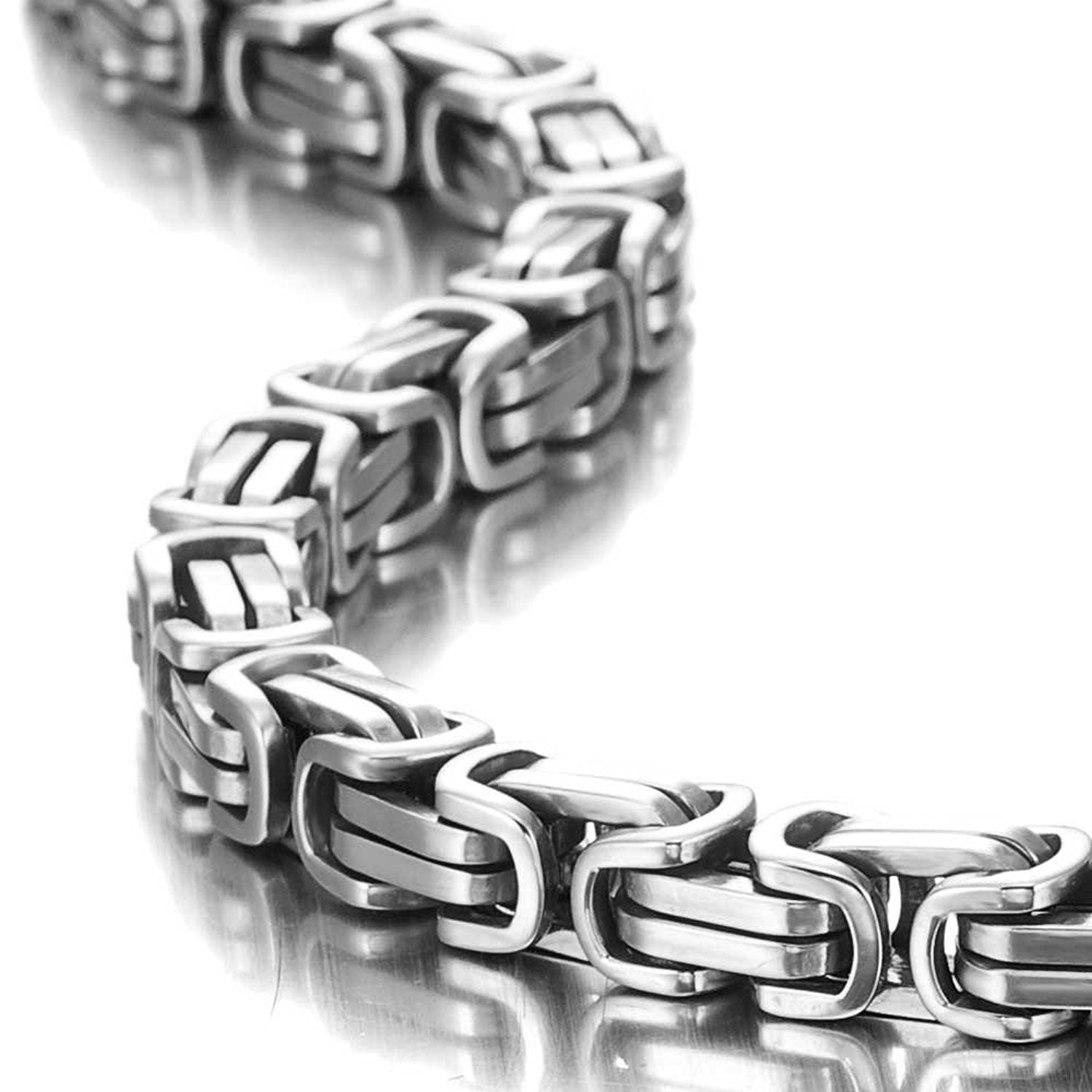 Impressive Mechanic Style Men's Necklace Stainless Steel Silver Chain, Width 6mm (18,21,23 Inches)