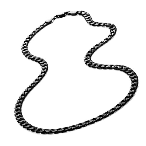 Urban Jewelry Powerful Mens Necklace Black 316L Stainless Steel Chain 18, 21, 23, 26 Inches (6mm)