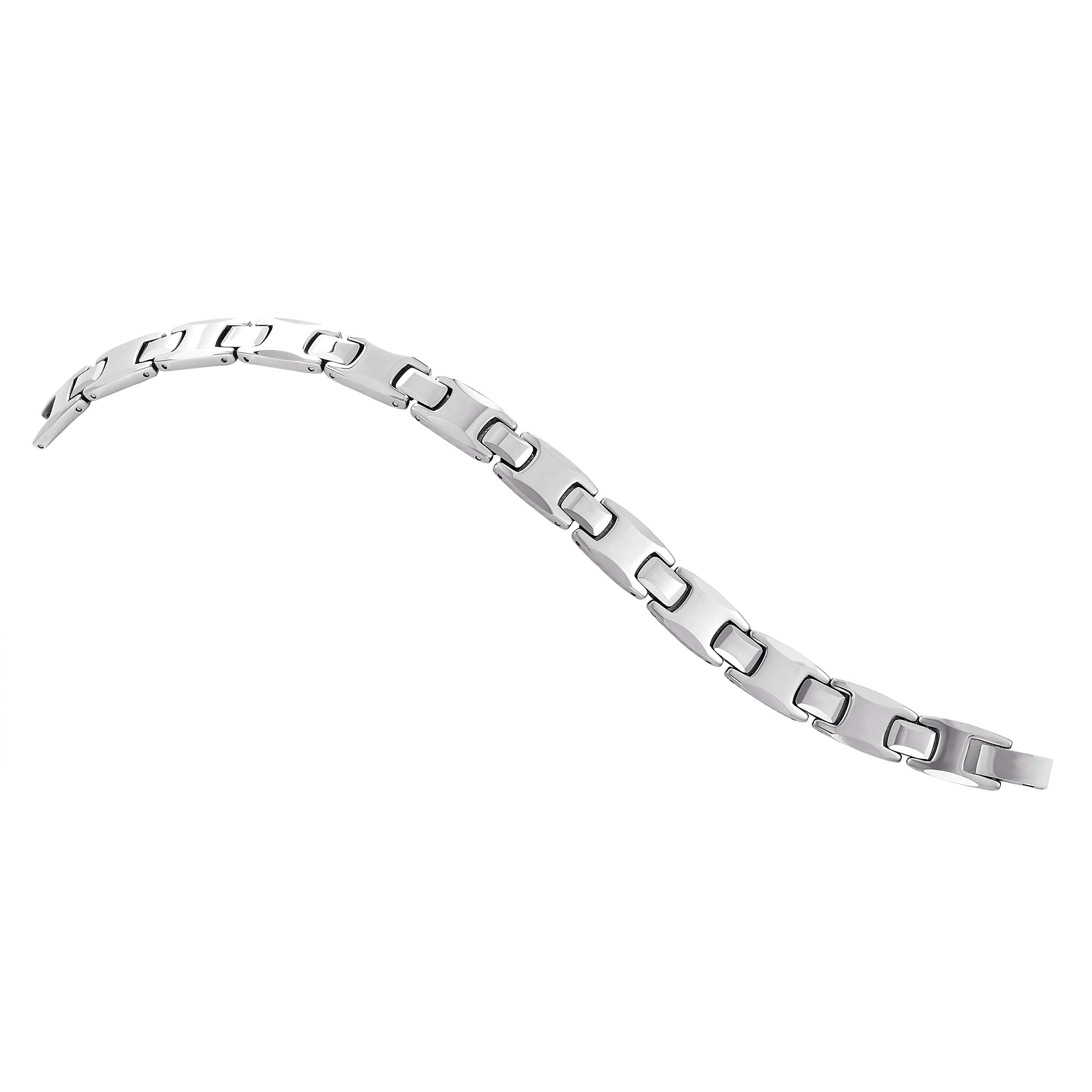 Fashionable Men’s Bracelet – Classic Ining Trterlockack Link Design – Polished Silver Color – Scratch & Tarnish Resistant Solid Tungsten Material – Jewelry Gift or Accessory for Men