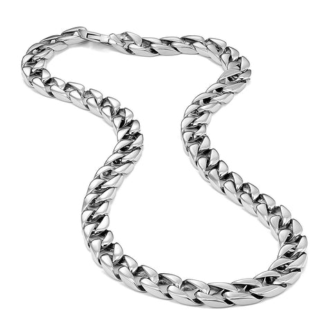 Men's Powerful Stainless Steel Chain Necklace Ultra Thick Wide (Silver,11 mm width, 18,21,23 Inches)