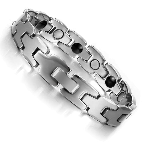 Elegant Links Style Silver Tone Solid Tungsten Link Men's Bracelet