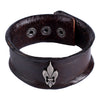 Image of Urban Jewelry Vintage Style Men's Metal Fleur-de-lis Cuff Genuine Leather Bracelet (Brown, Adjustable)