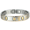 Image of Baseball Magnetic Men's Link Bracelet 316L Stainless Steel 9.05 inch Silver and Gold Tone Bangle