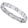 Image of Men’s Tungsten Carbide Cross Bracelet - Link Chain Design in a Polished Silver Finish - Advanced Engineered Metal Blend of Solid Tungsten & Carbon Fiber Material -8.3 inch (21 cm) 10mm wide (Silver)