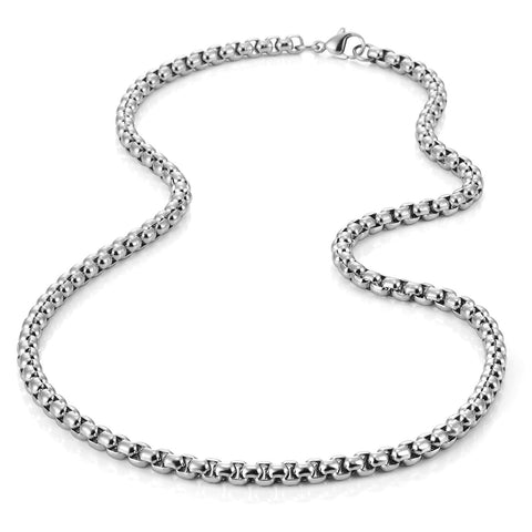 Stainless Steel Men's Necklace Box Chain Jewelry (Silver, 4.5mm, 20")