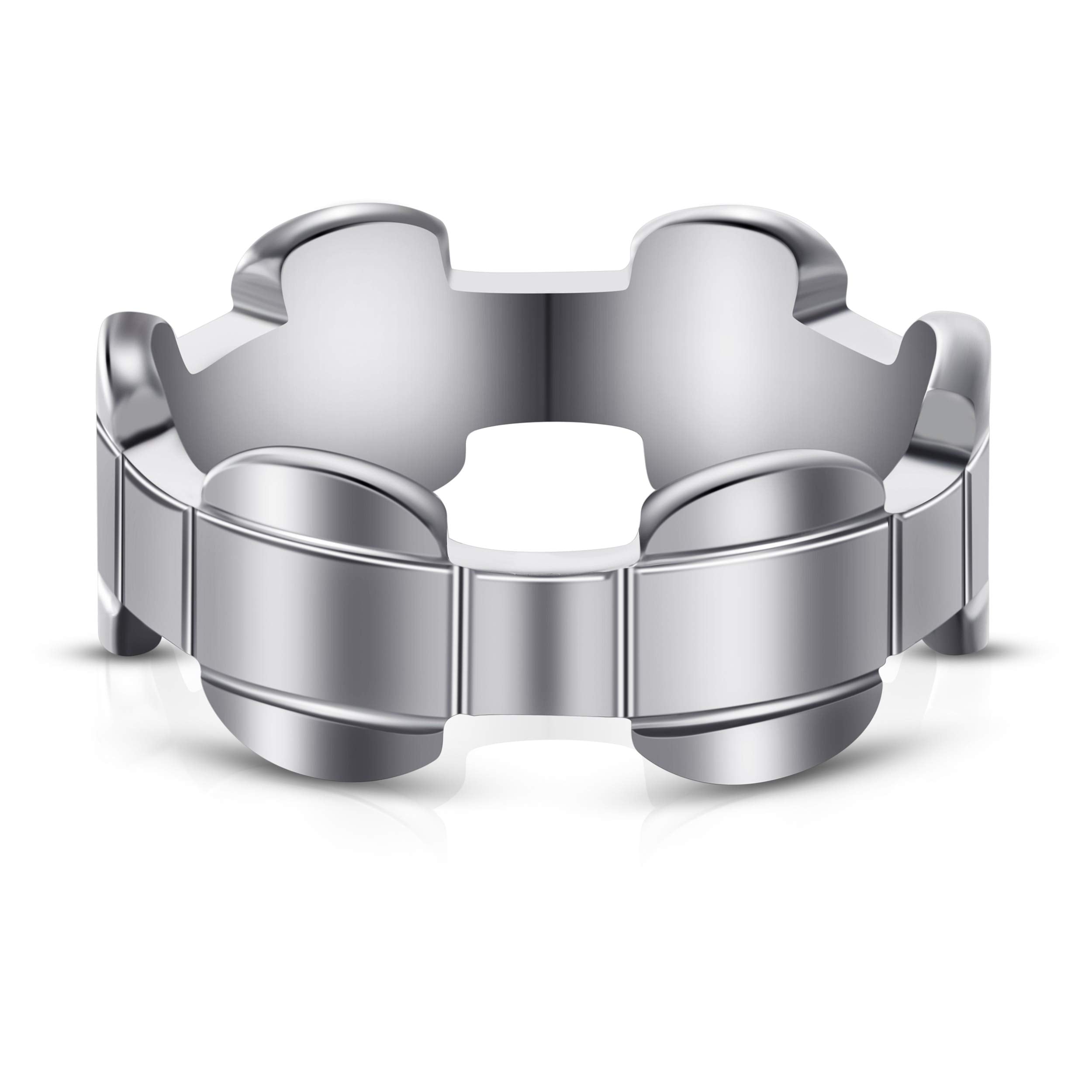 URBAN JEWELRY Men’s Tungsten Ring – 9mm Ring Size – Industrial Biker Design in Polished Silver Finish – Made of Strong Durable Solid Tungsten for Him