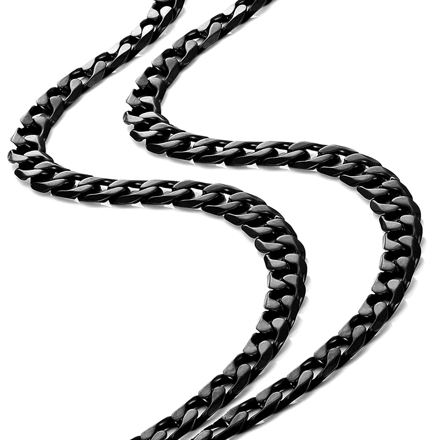 Urban Jewelry Powerful Mens Necklace Black 316L Stainless Steel Chain 18, 21, 23, 26 Inches (6mm)
