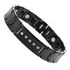 Image of Elegant Black Solid Tungsten Link Bracelet with Magnet and 5 Cubic Zirconia Stone