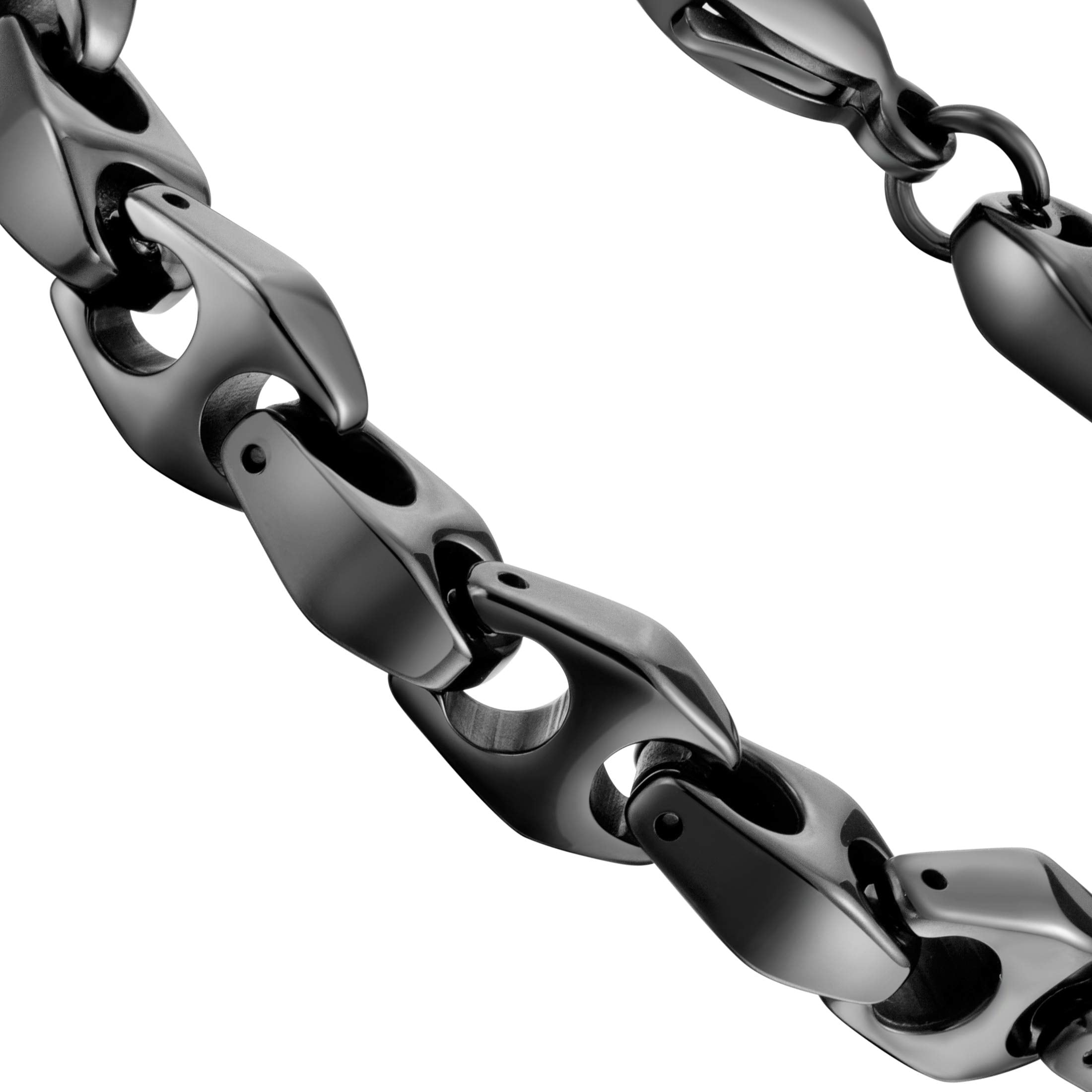 Urban Jewelry Men’s Black Tungsten Bracelet – Chain Link Design in a Polished Black Finish – Made of Solid Tungsten Material for Him
