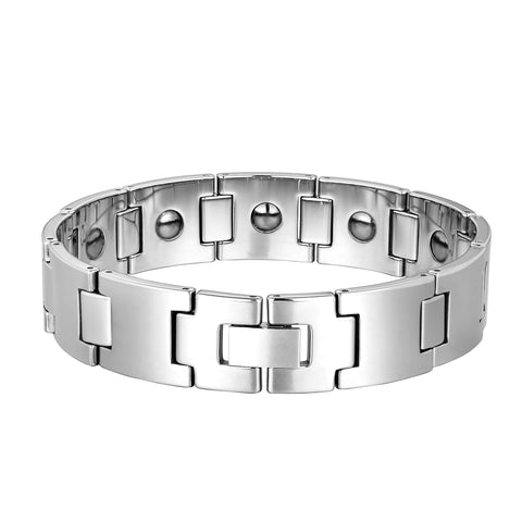 Timeless Men’s Bracelet – Track Link Design in a High Polish Silver Color – Made of Strong & Durable Solid Tungsten Material – Jewelry Gift or Accessory for Men