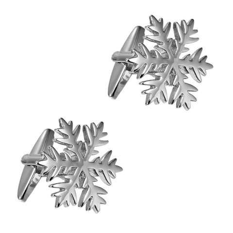 Urban Jewelry Unique Christmas Snow Snowflakes Stainless Steel Cufflinks for Men (Silver)