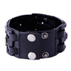 Image of Urban Jewelry Gothic Men's Army Style Coal Black Cuff Genuine Leather Bracelet with Metal Silver Tone Screws