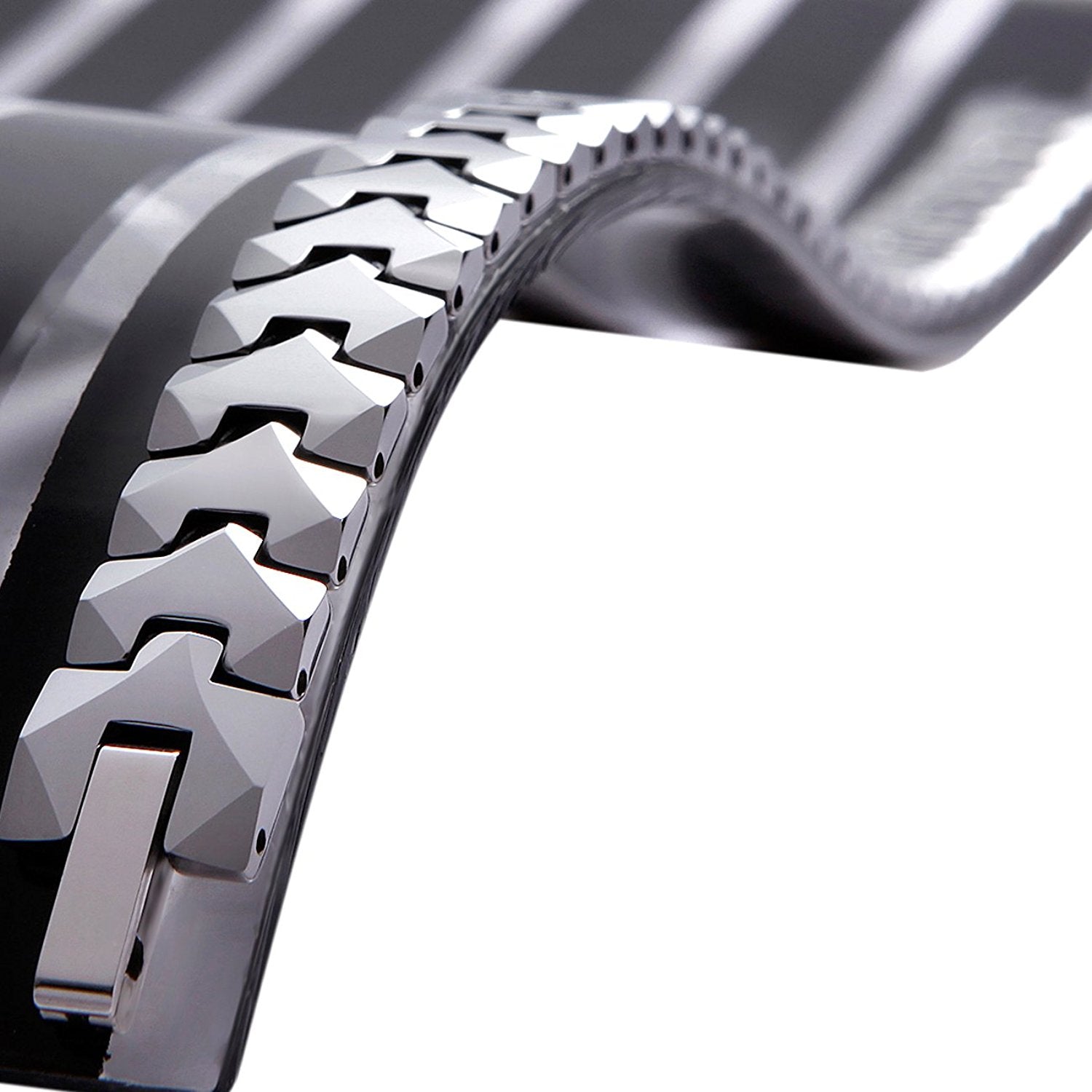 Urban Jewelry Unique Solid Tungsten Puzzle Pieces Style Mens Link Bracelet (Silver, 10mm)