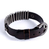 Image of Urban Jewelry Powerful Dark Brown Leather Cuff Bracelet with Metal Design and Buckle Clasp (Adjustable)