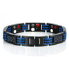 Image of Urban Jewelry Men's Titanium Magnetic Link Bangle Bracelet with Carbon Fiber 8.66 inch (Black and Blue)