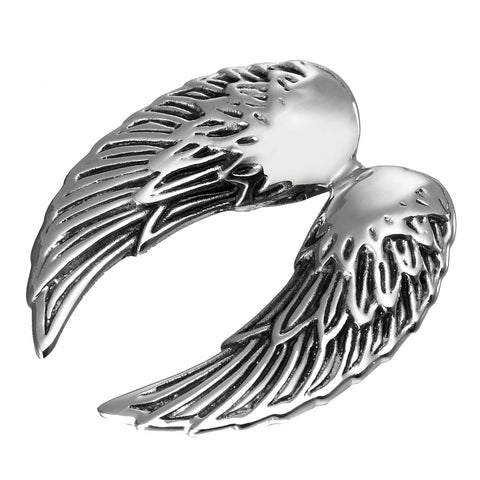 Urban Jewelry Stunning Stainless Steel Double Angel Wing Pendant and 21 Inch Necklace for Men