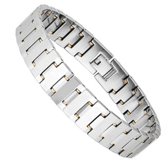 Entrancing Men’s Bracelet – Interlocking Track Link Design – Radiant Silver Finish – Scratch & Tarnish Resistant Solid Tungsten – Jewelry Gift or Accessory for Men