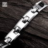 Image of Stylish Men’s Bracelet – Classic Track Link Design in a High Polish Silver Color – Made of Strong & Durable Solid Tungsten Material – Jewelry Gift or Accessory for Men