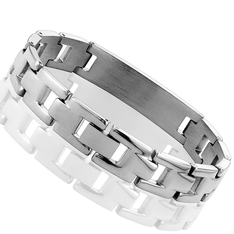 Urban Jewelry Lords Prayer Cross - 316L Stainless Steel Link Bangle Bracelet for Men