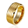 Image of Urban Jewelry Striped Gold Color 9 mm Solid Tungsten Wedding Engagement Band Ring for Men