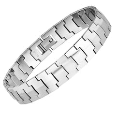 Mesmerizing Men’s Bracelet – Interlocking Track Link Tread Design – Polished Silver Finish – Scratch &Tarnish Resistant Solid Tungsten – Jewelry Gift or Accessory for Men