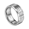 Image of URBAN JEWELRY Men’s Tungsten Ring – Rectangular Pattern Design in a Polished Silver Color – Made of Solid Tungsten Material for Him
