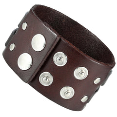 Urban Jewelry Men's X Brown Genuine Leather Cuff Bangle Bracelet Perfect Statement Piece (adjustable 8.66 inches, 1.6 inches width)