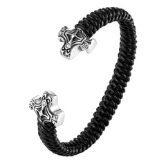 Stylish Men’s Bracelet – Ornamental Cross Emblem in Black & Silver Color – Black Braided Rope Cord Band – Made of Genuine Leather & Rust Resistant Stainless Steel – Jewelry Gift or Accessory for Men