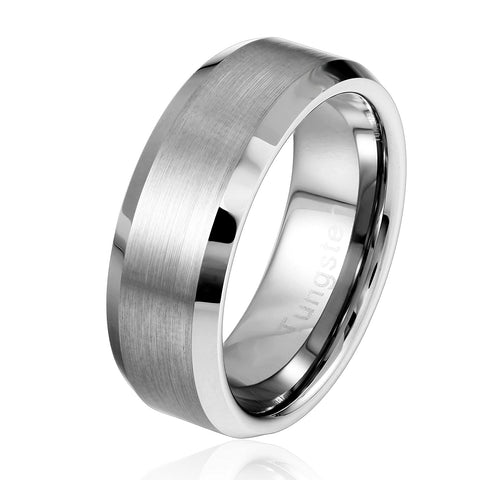 Urban Jewelry Solid Tungsten Silver Color Wedding Engagement Ring Band for Men
