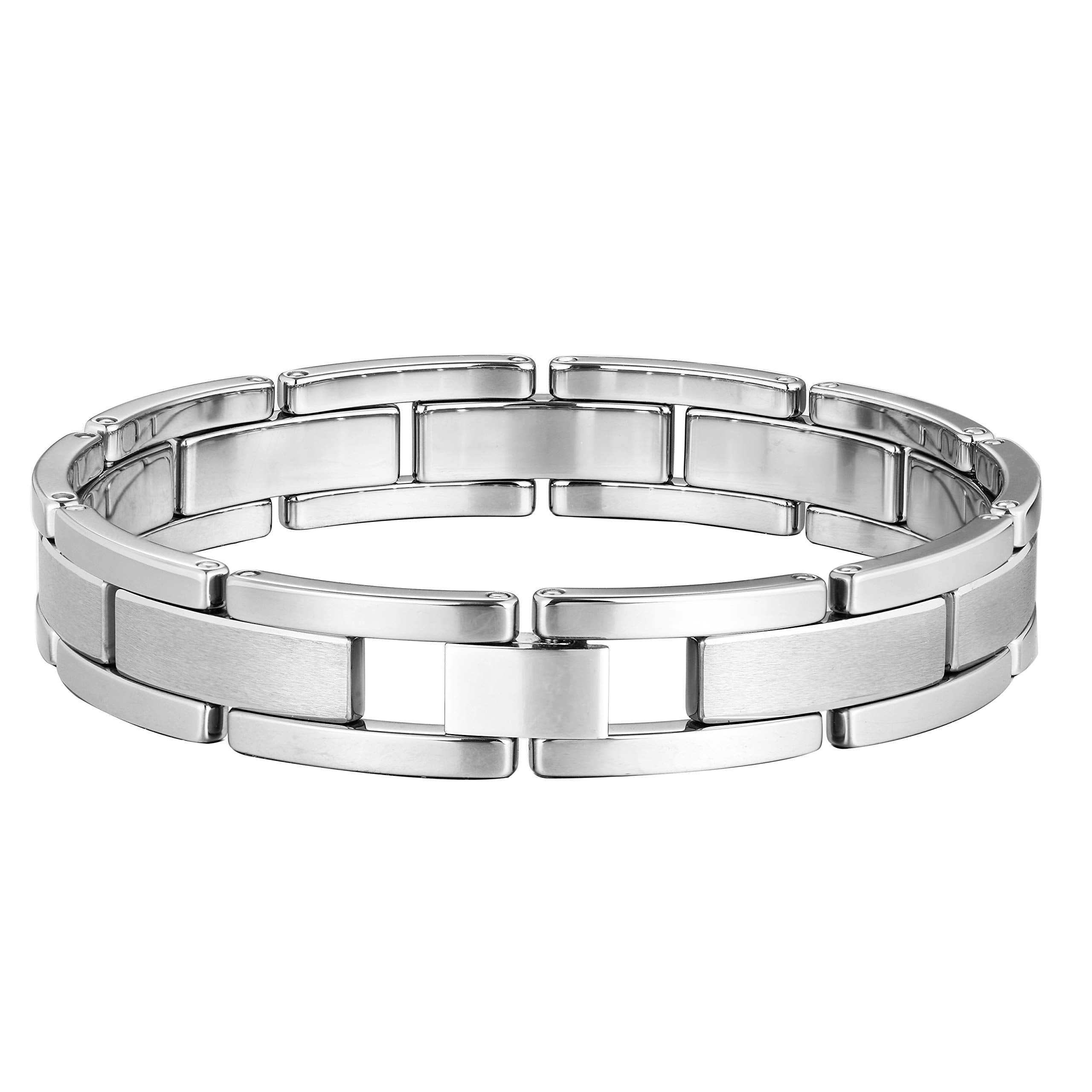 Stylish Men’s Bracelet – Chain Link Design in a High Polish Silver Finish – Made of Strong & Durable Solid Tungsten Material – Jewelry Gift or Accessory for Men
