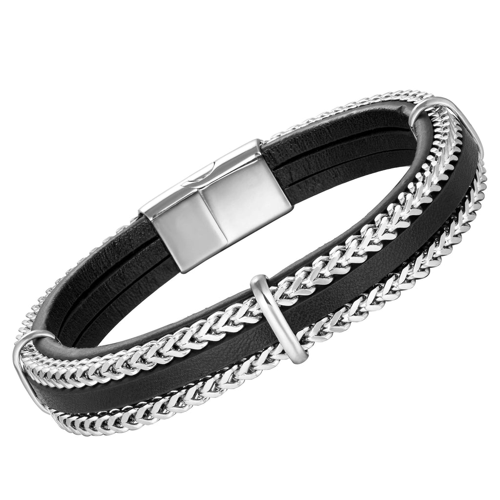 URBAN JEWELRY Men's Fleur De Lis Link Bracelet - 8.5 Inch 316L Stainless Steel, Silver Or Gold